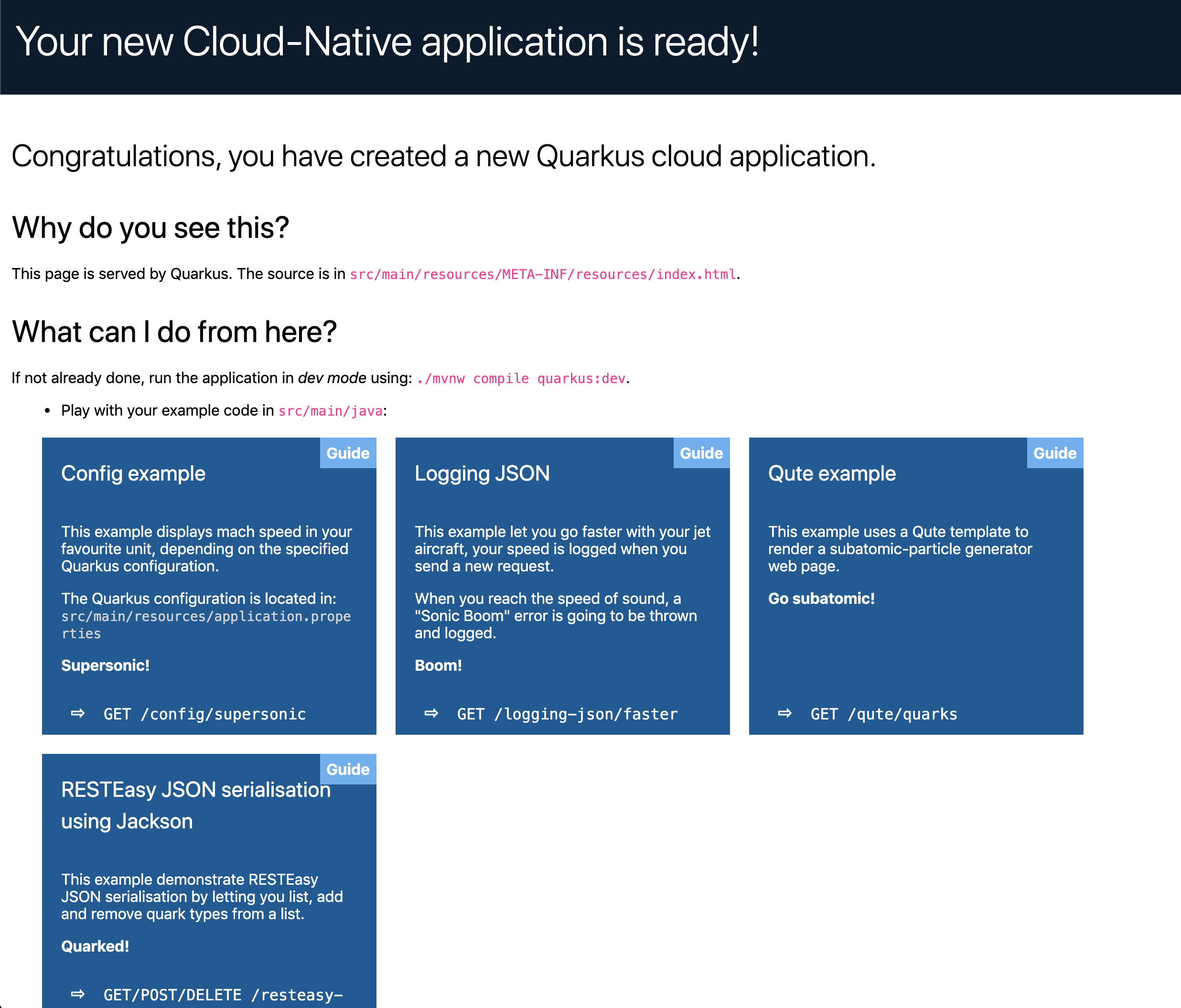 cloud native quarkus app