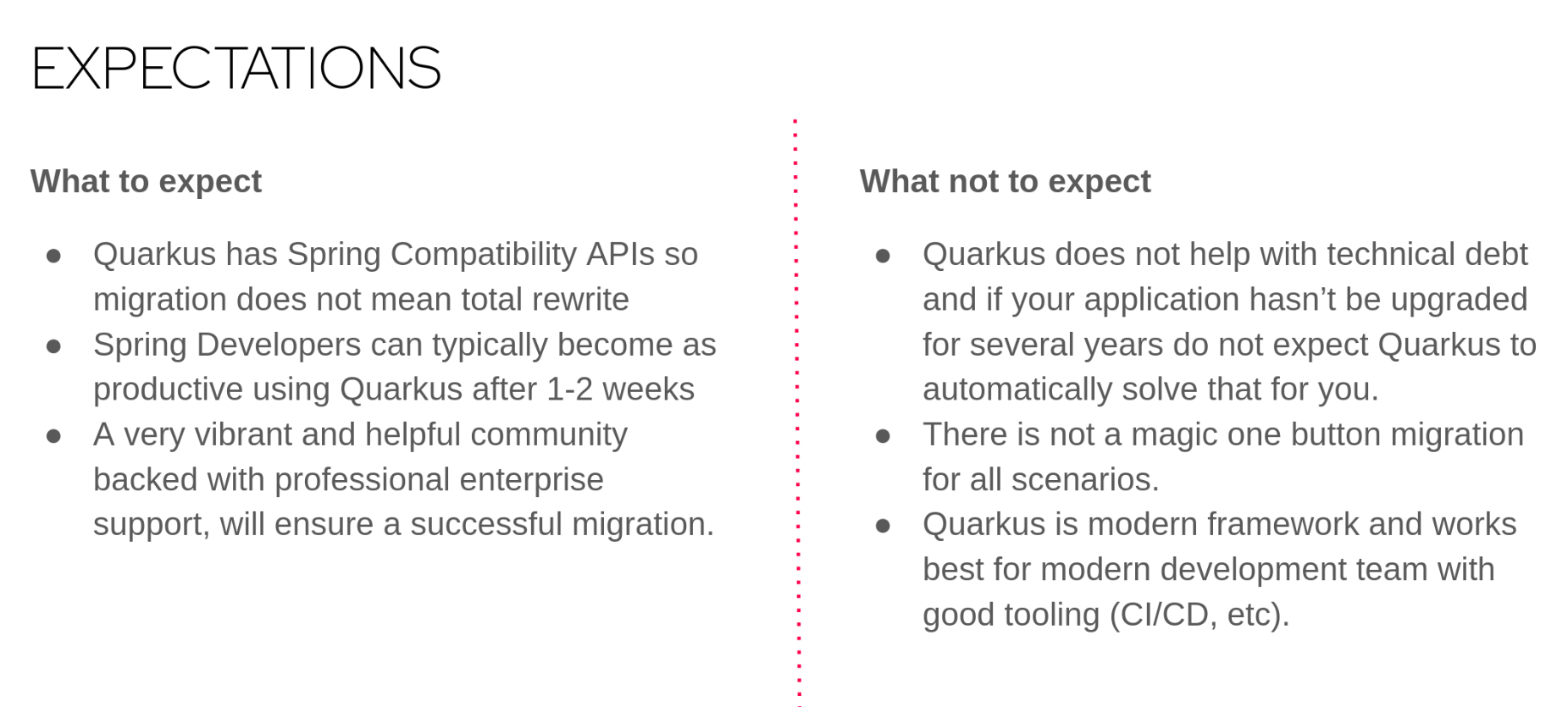 Setting expectations for performance and developer experience with Quarkus