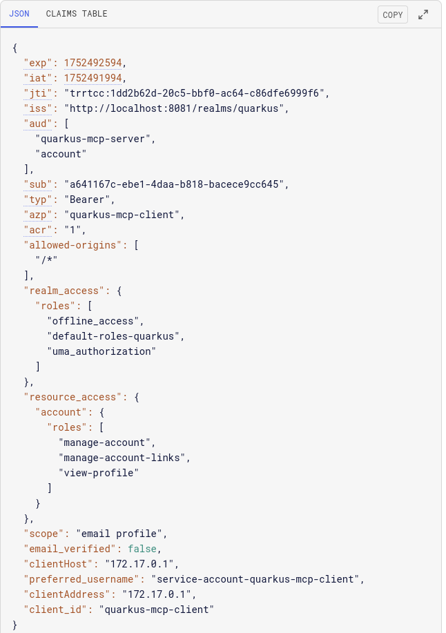 Token with quarkus-mcp-server audience
