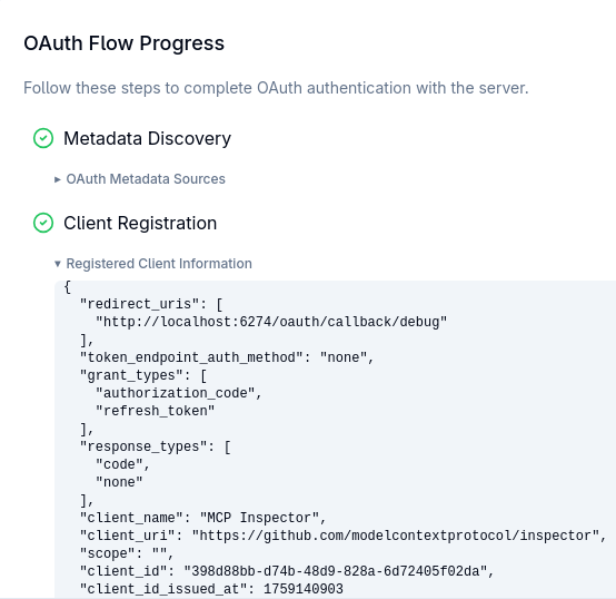 OAuth2 Client Registration Response