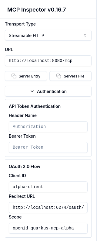 MCP Inspector Alpha Connect
