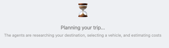 Planning your trip wait screen